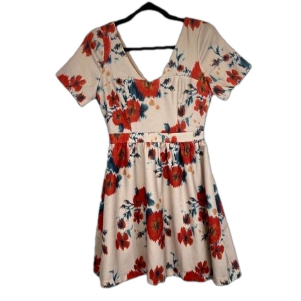 NEW! Pink Martini Fit & Flare Floral Sweetheart Neck Cottage Core Dress X Small